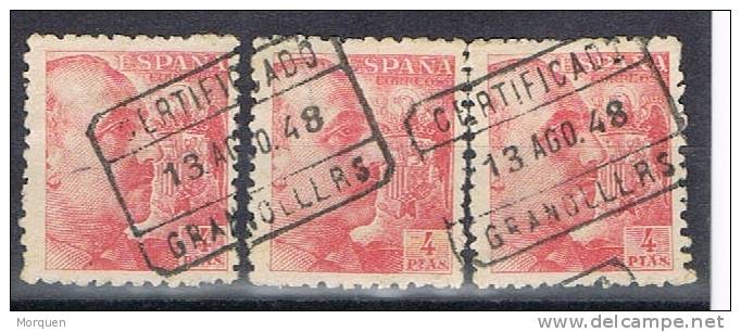 España, Tres Sellos Num 933. Fechador Certificado GRANOLLERS (Barcelona) - Used Stamps