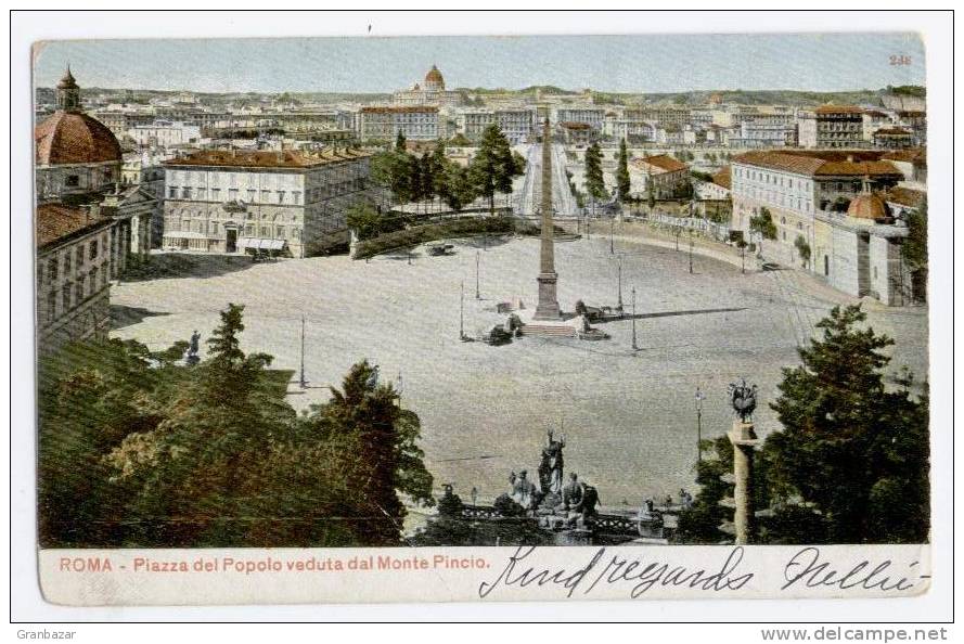 ROMA, PIAZZA DEL POPOLO, VG 1906, F/P   **** - Places