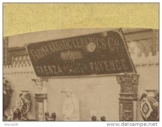 FOTO STEREOSCOPICA DEL 1876. MOSTRA A FILADELFIA  MAIOLICHE FARINA DI FAENZA. RARA! - Faenza