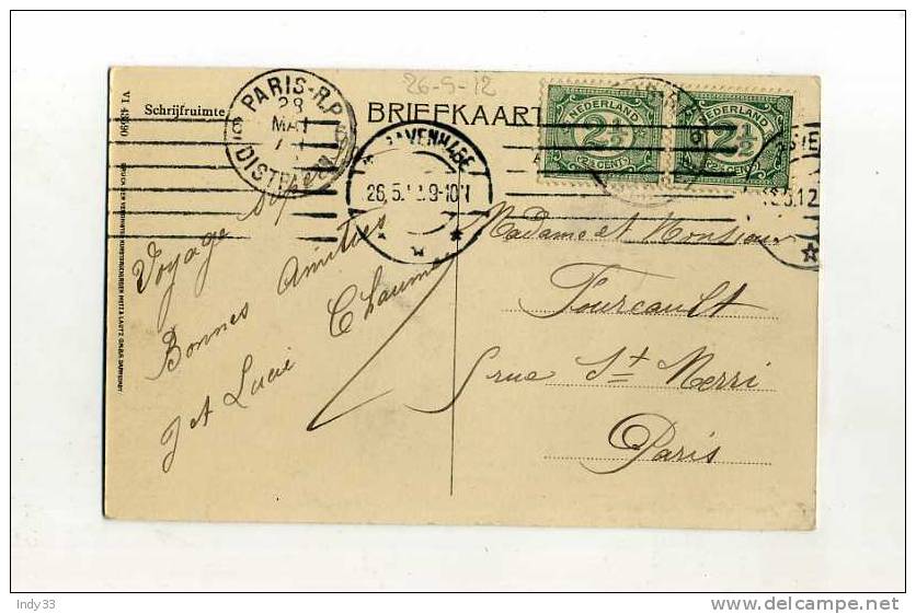 - PAYS BASZ . AFFRANCHISSEMENT COMPOSE  SUR CP DE 1912  POUR L´ETRANGER - Storia Postale