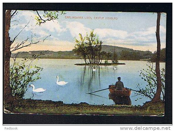 1911 Postcard Swans & Rowing Boat On Carlingwark Loch Castle Douglas Kirkudbright Scotland - Ref 500 - Kirkcudbrightshire