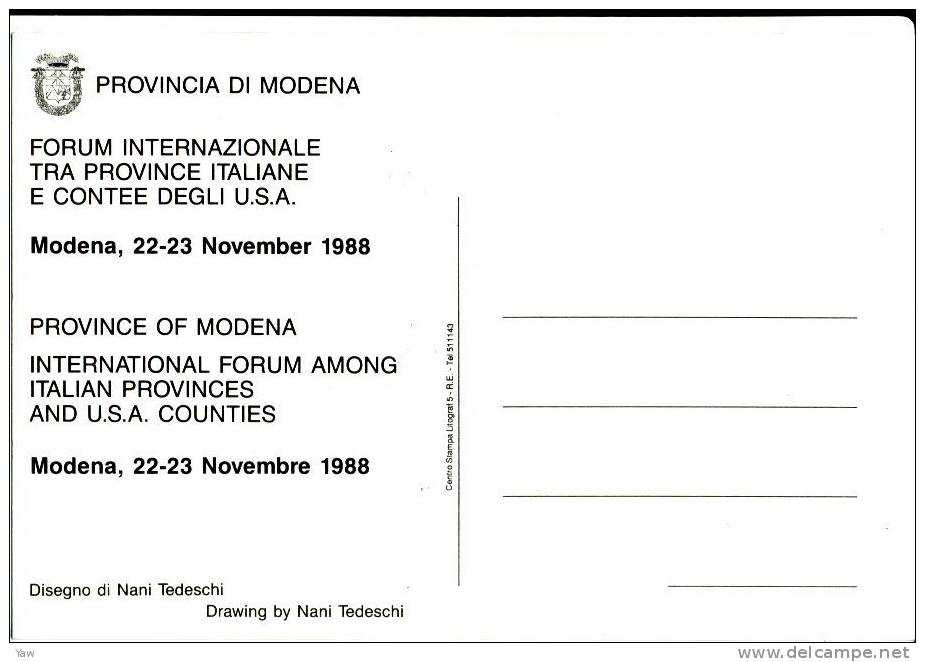 ITALIA 1988  FORUM INTERNAZ. PROVINCE ITALIANE E CONTEE U.S.A.. OPERA DI NANI TEDESCHI - Evenementen