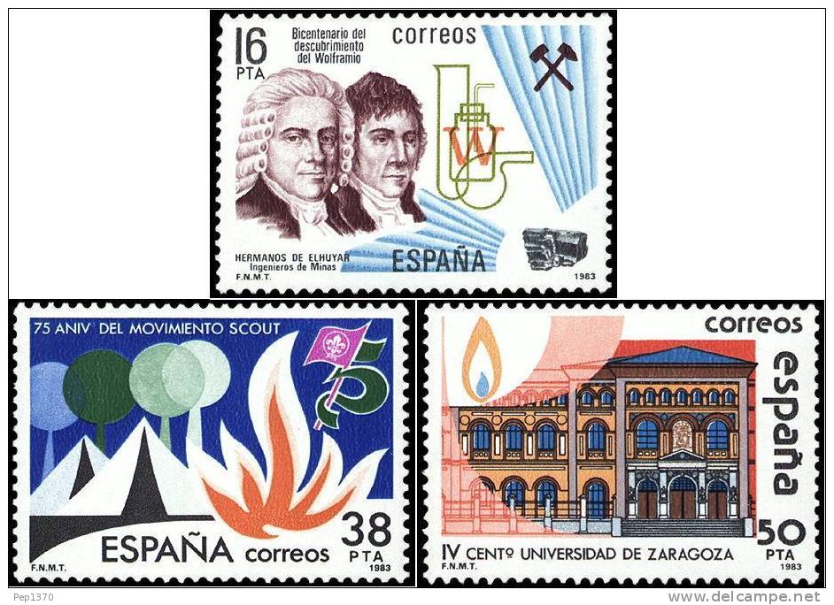 ESPAÑA 1983 - GRANDES EFEMERIDES - Edifil 2715-2717 - Yvert 2332-2334 - Fisica