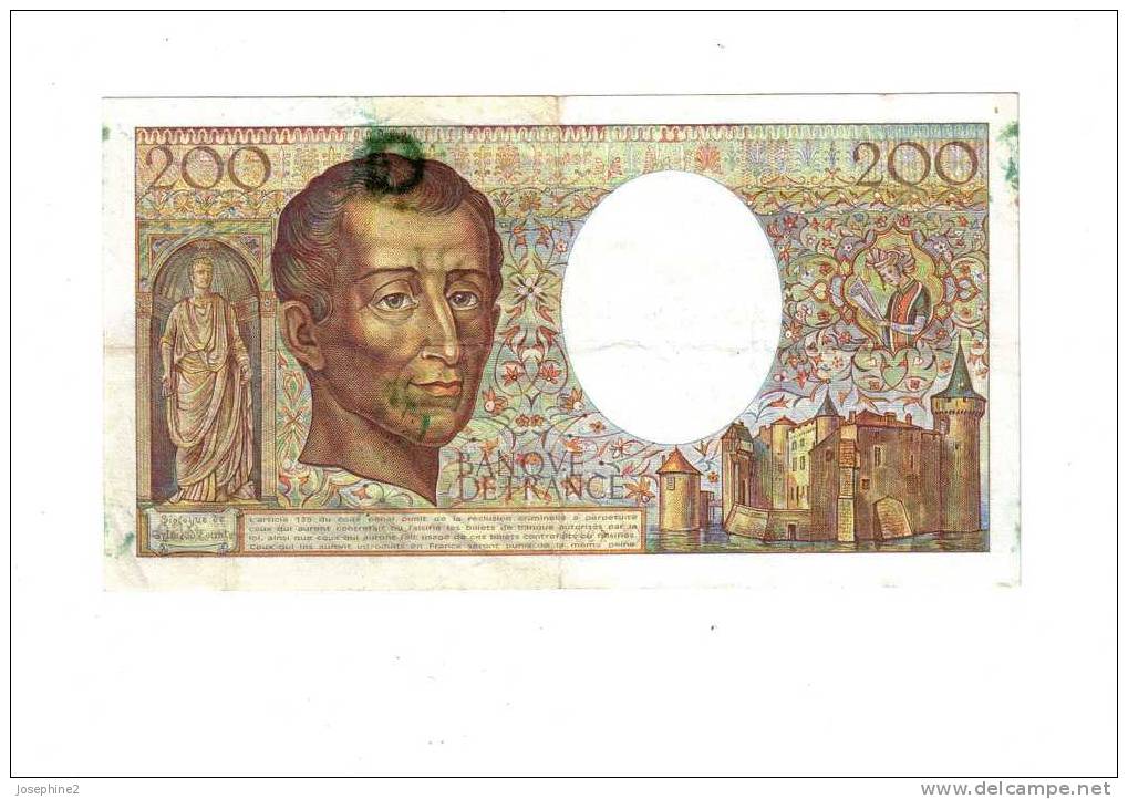 200 Francs  Montesquieu 1988  K .059 - 200 F 1981-1994 ''Montesquieu''