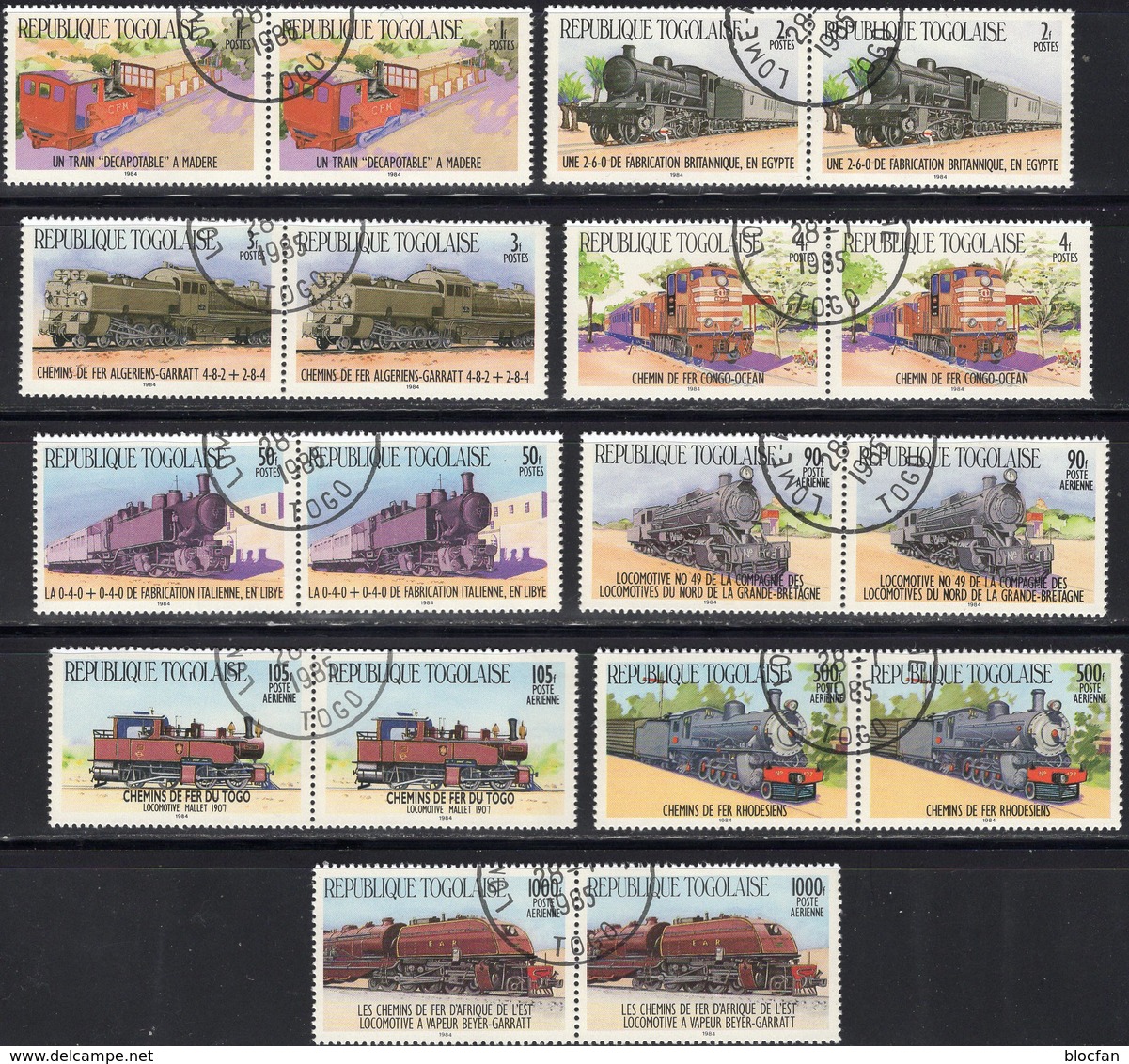 Eisenbahn 1984 Band-Satz Togo 2x 1807/15 O 30€ Berühmte Lokomotiven Loks Ägypten Algerien Kongo Libyen Madeira UK - Togo (1960-...)