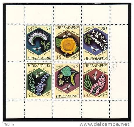 BULGARIA \ BULGARIE - 1987 - Abeilles Et Fleurs - 6v  PF Obl. - Abeilles