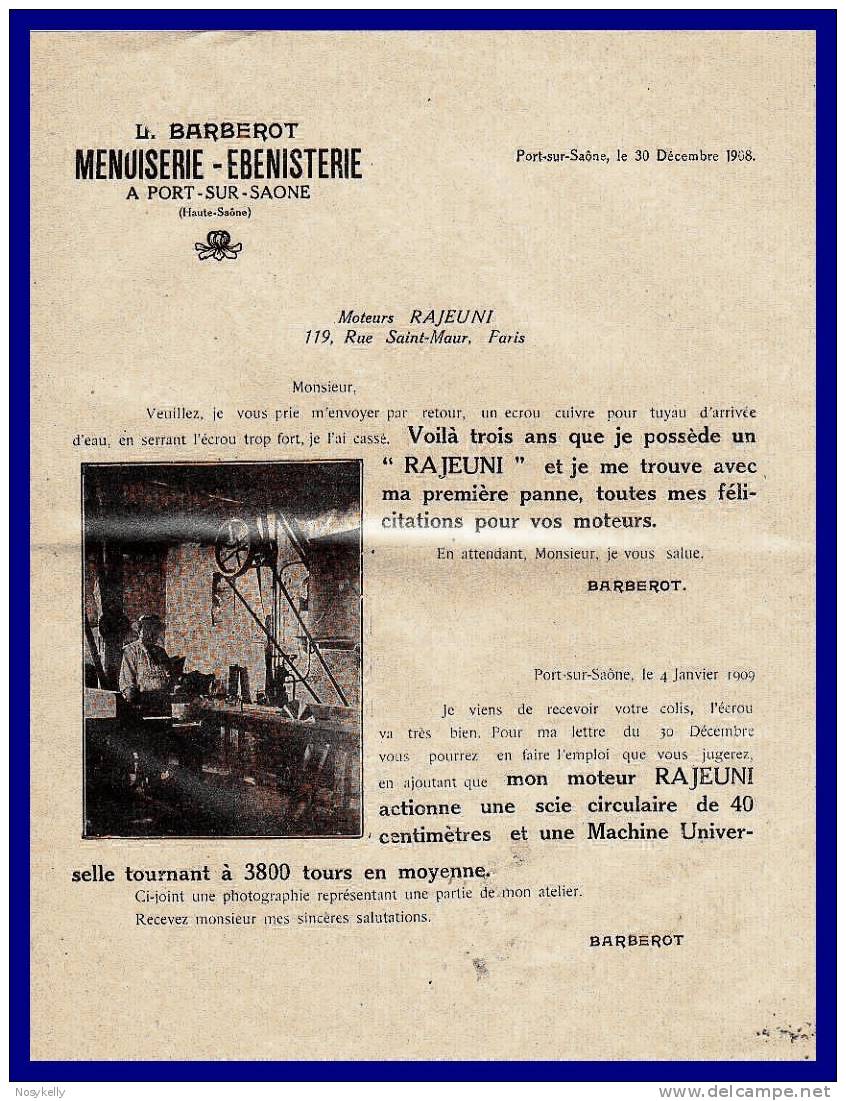 Lettre Publicitaire - Menuiserie ébénisterie L. BARBEROT à PORT Sur SAÔNE  -  70 HAUTE-SAÔNE - Non Classés