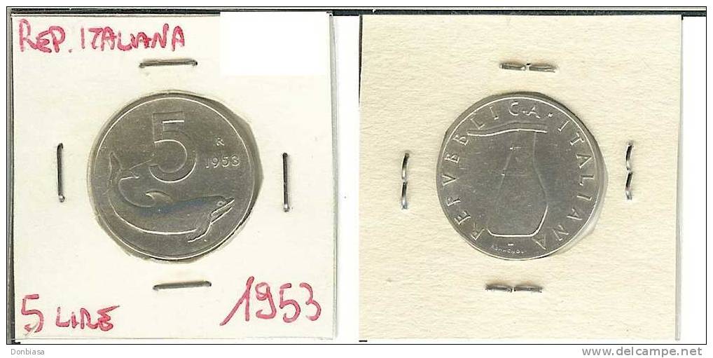 Repubblica Italiiana: 5 Lire 1953 BB - 5 Liras