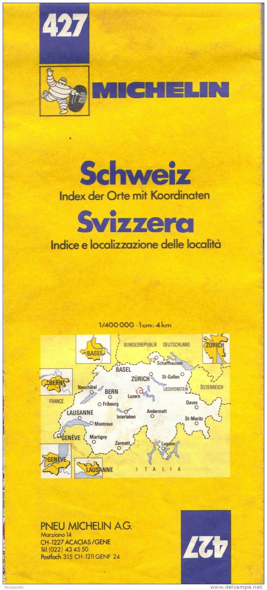 Carte Michelin N° 427 De SUISSE Et De 1986 - Other & Unclassified