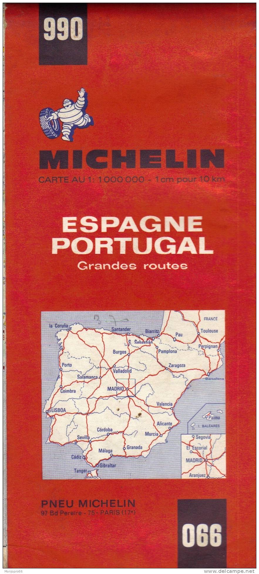 Carte Michelin N° 990 ESPAGNE PORTUGAL Grandes Routes De 1969 - Other & Unclassified