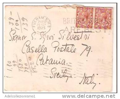 33987)lettera Con 2x1 1/2 + Annullo Da Fulham A Catania Il 28-9-1925 - Storia Postale