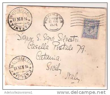 33989)lettera Con  2 E 1/2 + Annullo Da Fulham A Catania Il 10-8-1924 - Briefe U. Dokumente