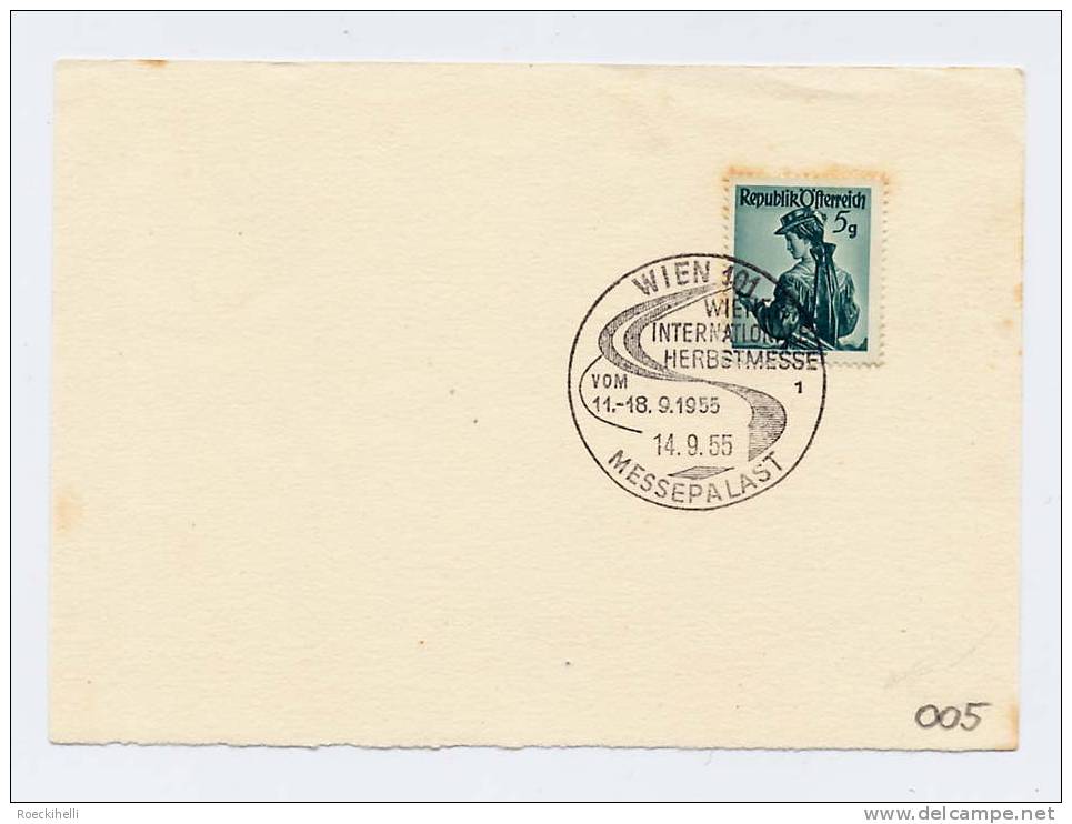 14.9.1955  -  Sonderstempel-Blatt    Wiener Internat. Herbstmesse  (SSt 005) - Briefe U. Dokumente