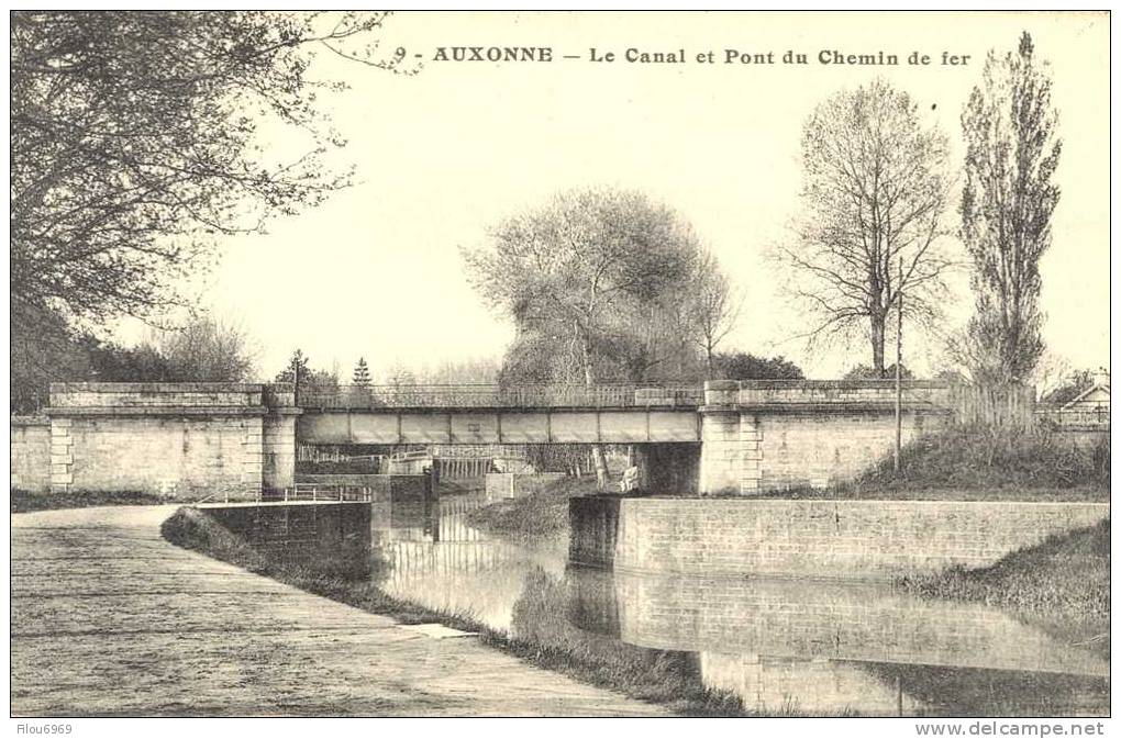 ISSUE  D UNE RARE SERIE DE CARTES  POSTALES      AUXONNE    LE CANAL ET LE PONT DU CHEMIN DE FER - Auxonne