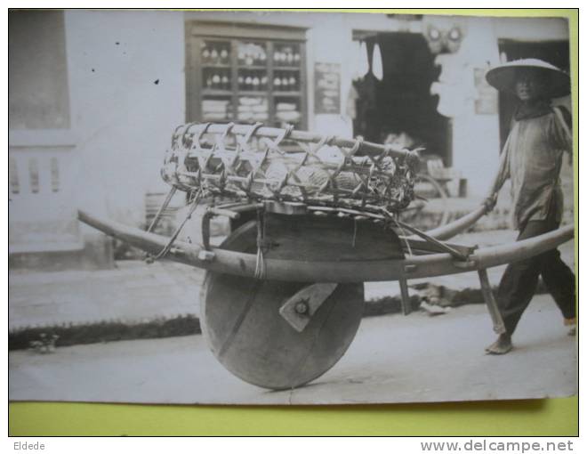 Hong Kong  Brouette Roue Pleine Chine Wheel Barrow Real Photo German Writting - Chine