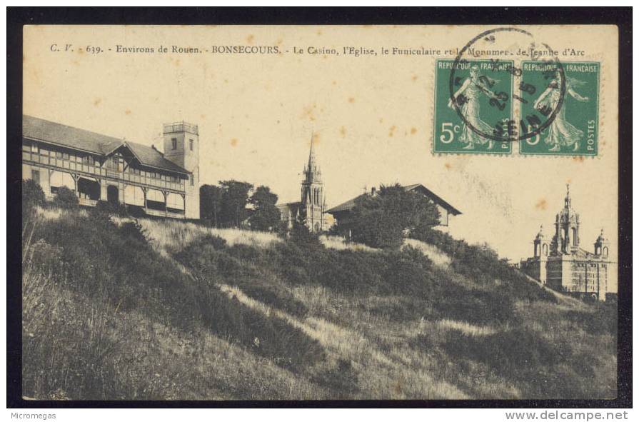 Bonsecours, Le Casino, L'Eglise, Le Funiculaire Et Le Monument De Jeanne D'Arc - Bonsecours