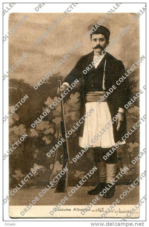 CARTOLINA FORMATO PICCOLO COSTUME ALBANESE ALBANIA  POSTA MILITARE OCCUPAZIONE ITALIANA - Albanie