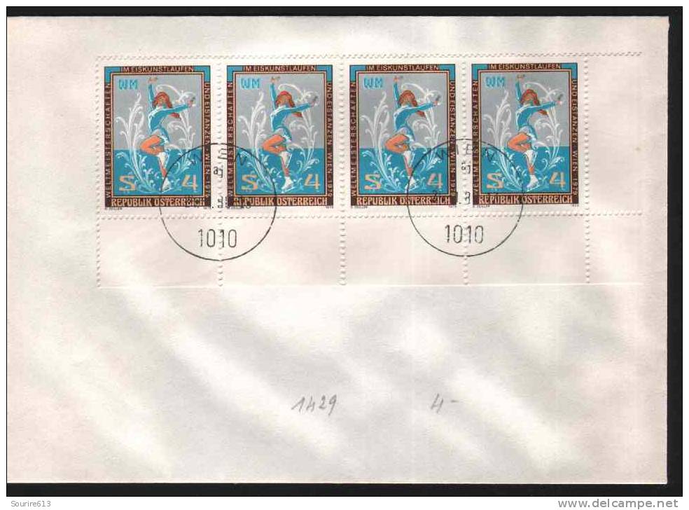 Fdc Autriche 1979 Sports Patinage Artistique Championnat Monde Vienne Bloc 4 - Figure Skating