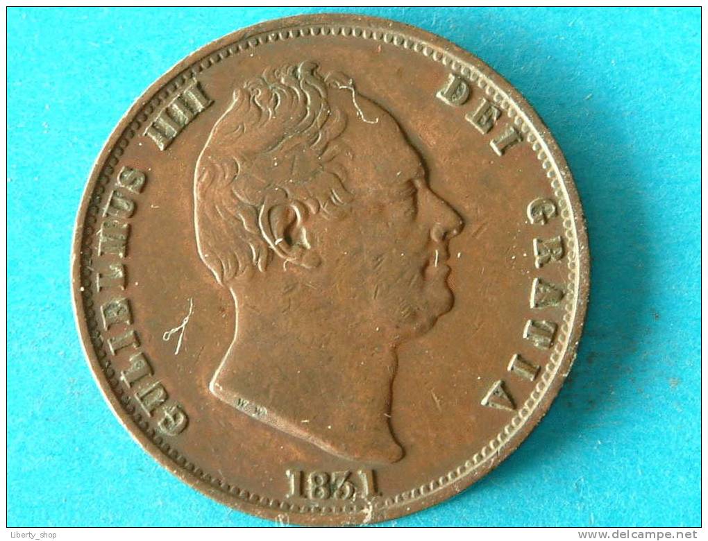 1831 XF King William IV Copper Half Penny Coin / KM 706 ( For Grade, Please See Photo ) ! - C. 1/2 Penny