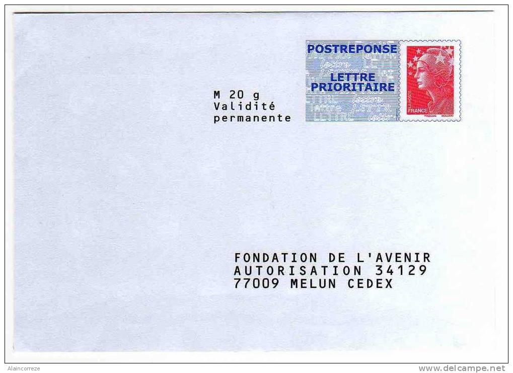 Entier Postal PAP Réponse POSTREPONSE Seine Et Marne Melun Fondation De L´avenir Autorisation 34129 N° Au Dos: 09P320 - PAP: Antwort/Beaujard