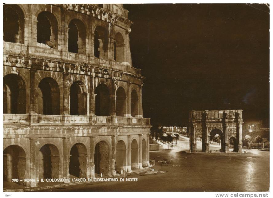 ITALIA 1950  ROMA IL COLOSSEO E L´ARCO DI COSTANTINO. ANNULLO A TARGHETTA ANNO SANTO AMBULANTE - Coliseo