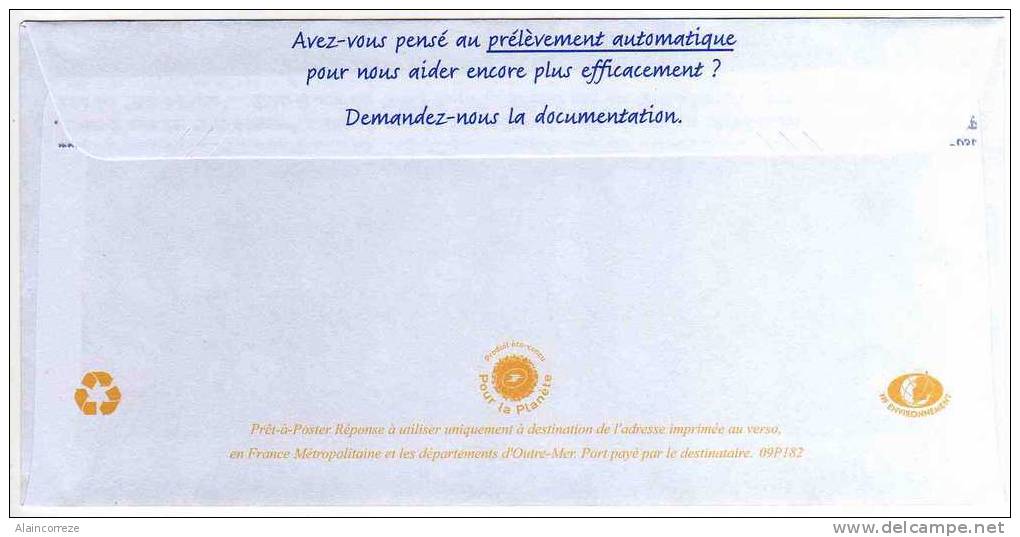 Entier Postal PAP Réponse POSTREPONSE Seine Et Marne Melun Fondation Recherche Médicale Auto 34083 N° Au Dos: 09P182 - PAP: Antwort/Beaujard