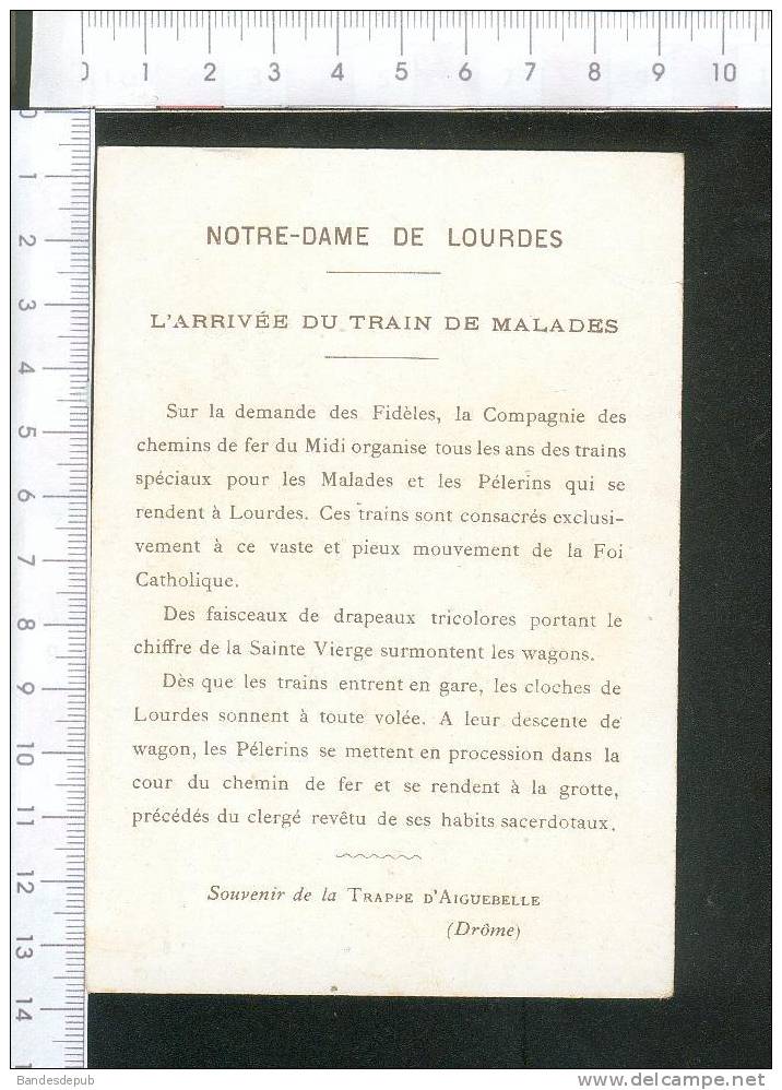 Aiguebelle  Très Belle Chromo Lourdes Arrivée Du Train Des Malades  Brancard Béquilles - Aiguebelle