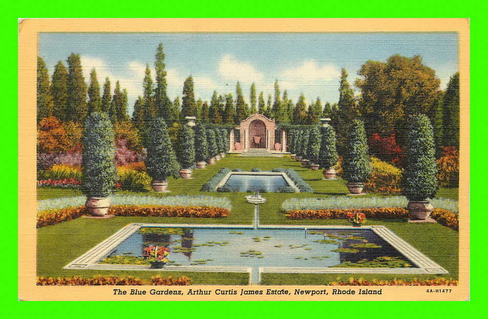 NEWPORT, RI - THE BLUE GARDENS, ARTHUS CURTIS JAMES ESTATE - H.B. SETTLE - CARD TRAVEL IN 1947 - - Newport