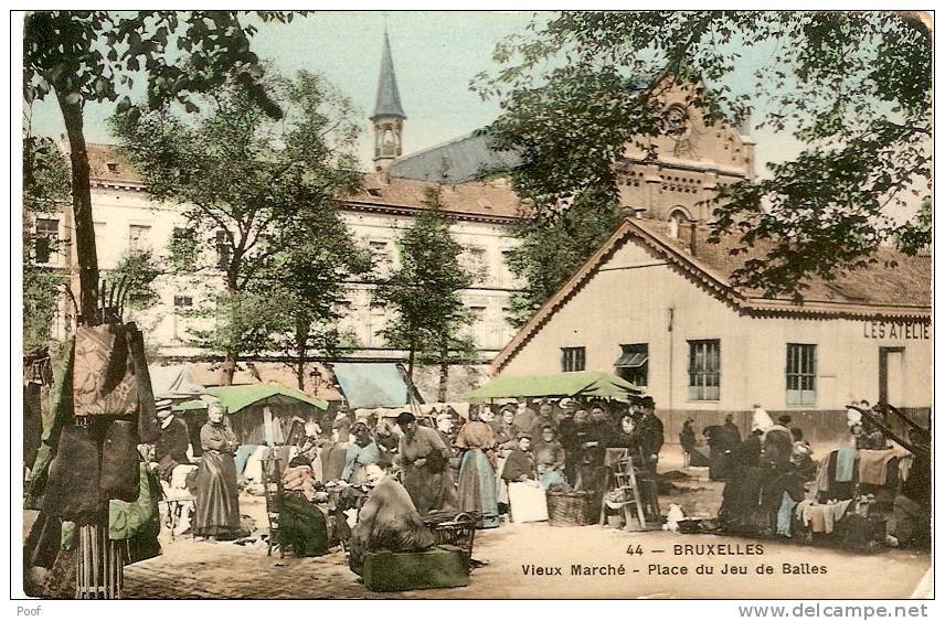 Brussel / Bruxelles : Vieux Marché- Place Du Jeu De Balles ---1909 ( Uitg Grand Bazar) - Marchés