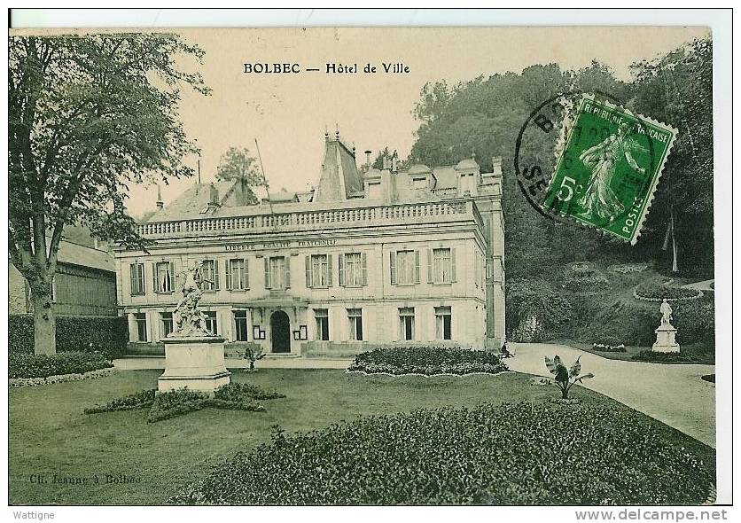 BOLBEC  - L´HOTEL   DE  VILLE  -  OBLITEREE En  1918    -    N°1036 - Bolbec