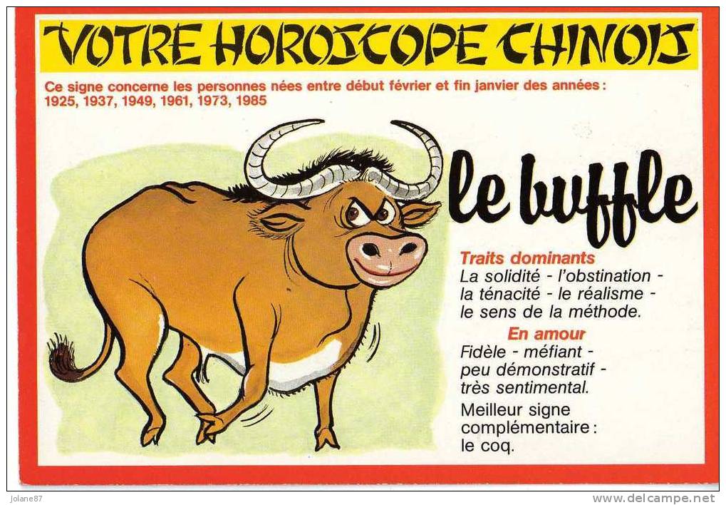 CPM     HOROSCOPE CHINOIS            LE BUFFLE - Astrologie