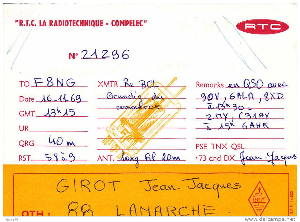 88 LAMARCHE.  CARTE RADIO AMATEUR. - Lamarche