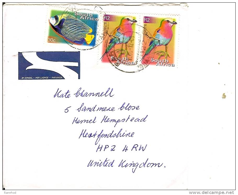 SOUTH AFRICA 2009 COVER 3 STAMPS OF BIRD & FISH - Cartas & Documentos