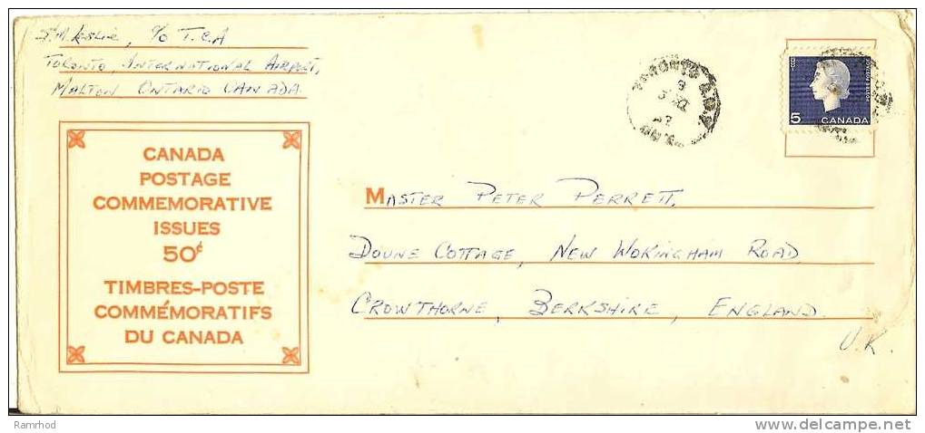 CANADA 1960'S COVER - Enveloppes Commémoratives
