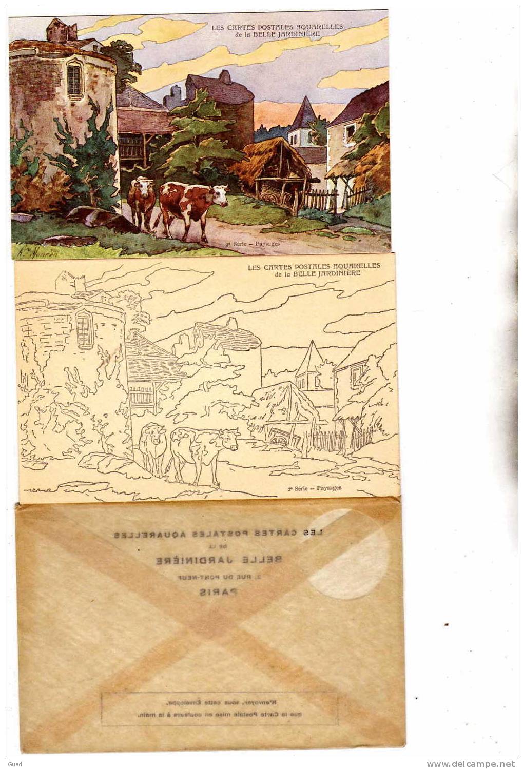 PUB DE LA BELLE JARDINIERE - PEINTRE - CARTE POSTALE AQUARELLES  DANS SA POCHETTE D´ORIGINE - Werbepostkarten