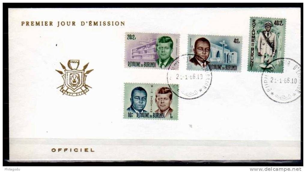 Burundi 1966, FDC Du Prince Rwagasore Et Du Président Kennedy, 168 / 71 - Kennedy (John F.)