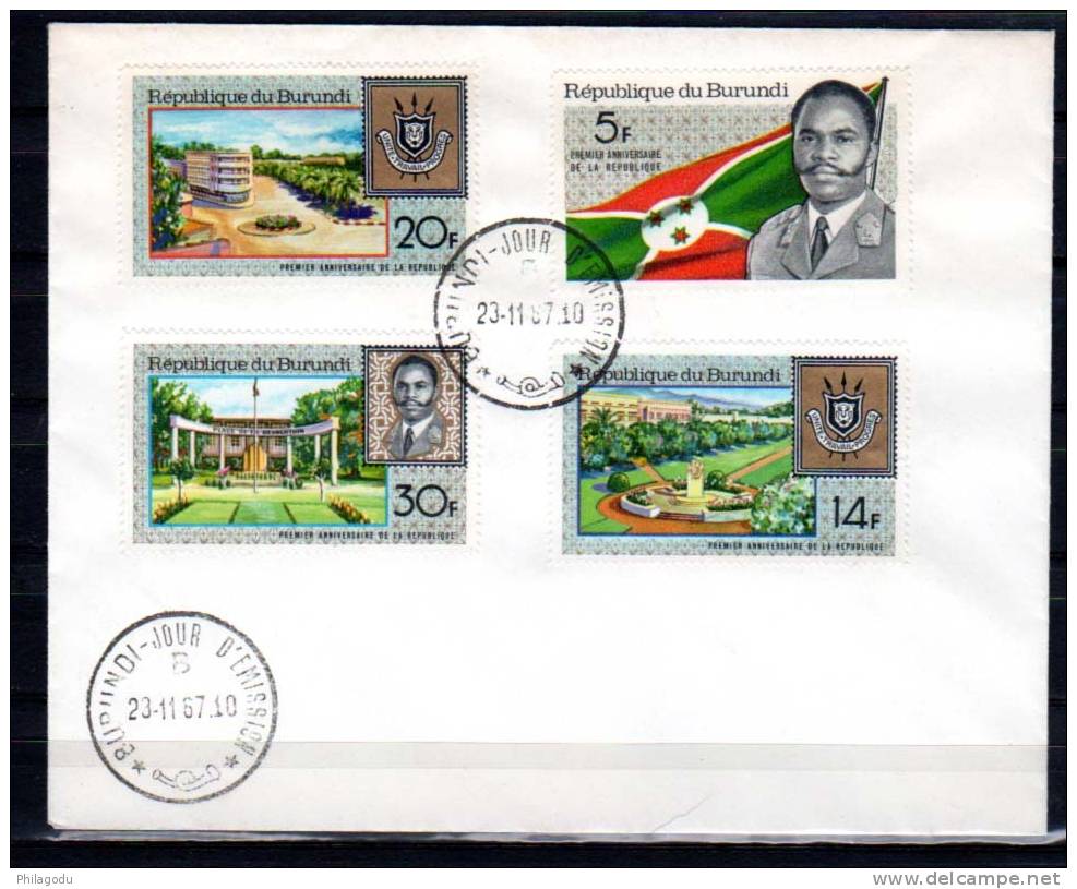 Burundi 1967, 1er Anniversaire De La République Sur Lettre, Avec Cachet 1er Jour D’émission - Gebraucht