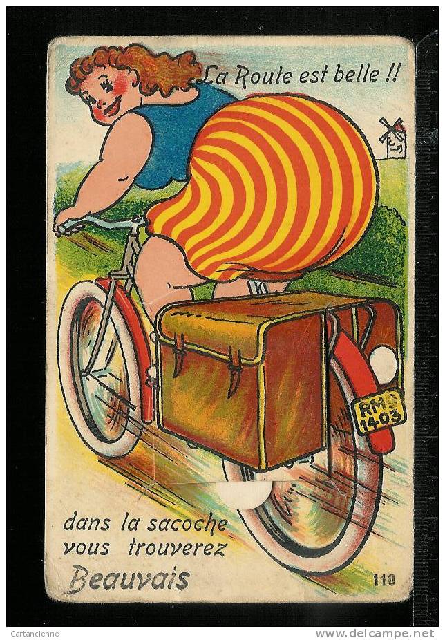 BEAUVAIS - Carte à Système - La Route Est Belle !! Dans La Sacoche Vous Trouverez .. - Vélo - Bicyclette - Beauvais