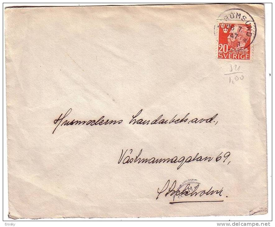 F1534 - SWEDEN LETTER 26/7/1947 - Covers & Documents