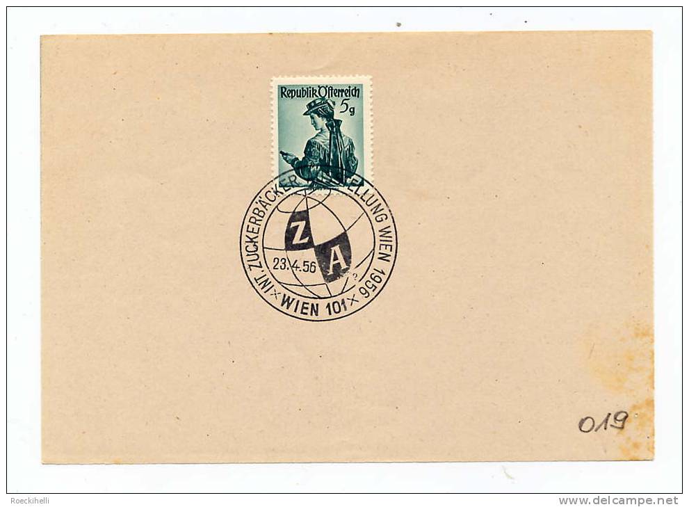 23.4.56  -  Sonderstempel-Blatt  -    Wien 101 -  Int. Zuckerbäcker Ausstellung Wien (SSt 019) - Briefe U. Dokumente