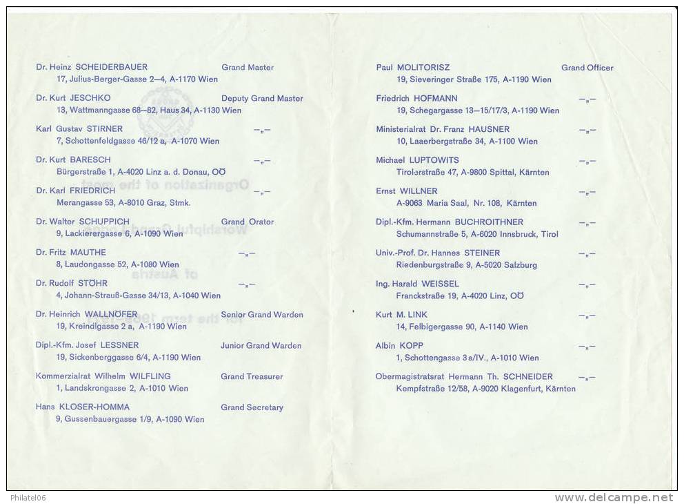 FRANC MACONNERIE   2 DOCUMENTS  1972  AUTRICHE  ALLEMAGNE - Religion & Esotérisme