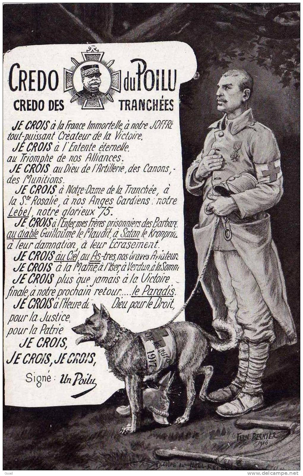 CREDO DU POILU - CHIEN BERGER ALLEMAND WW1 - Guerra 1914-18