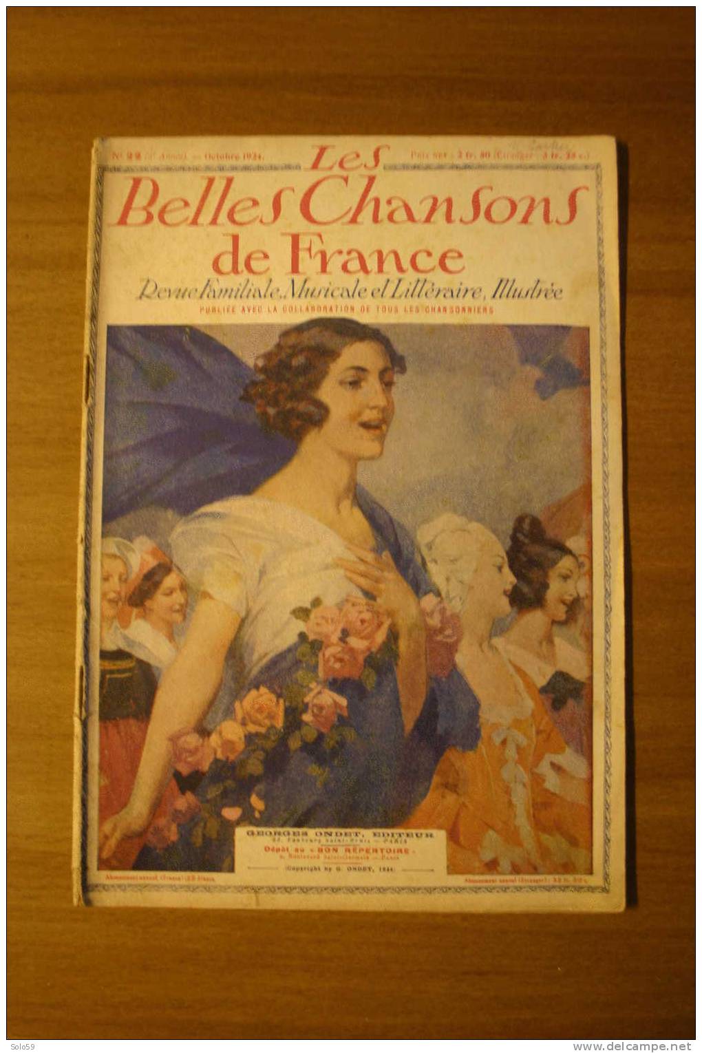 LES BELLES CHANSONS DE FRANCE N°22 OCTOBRE 1924 - Musica