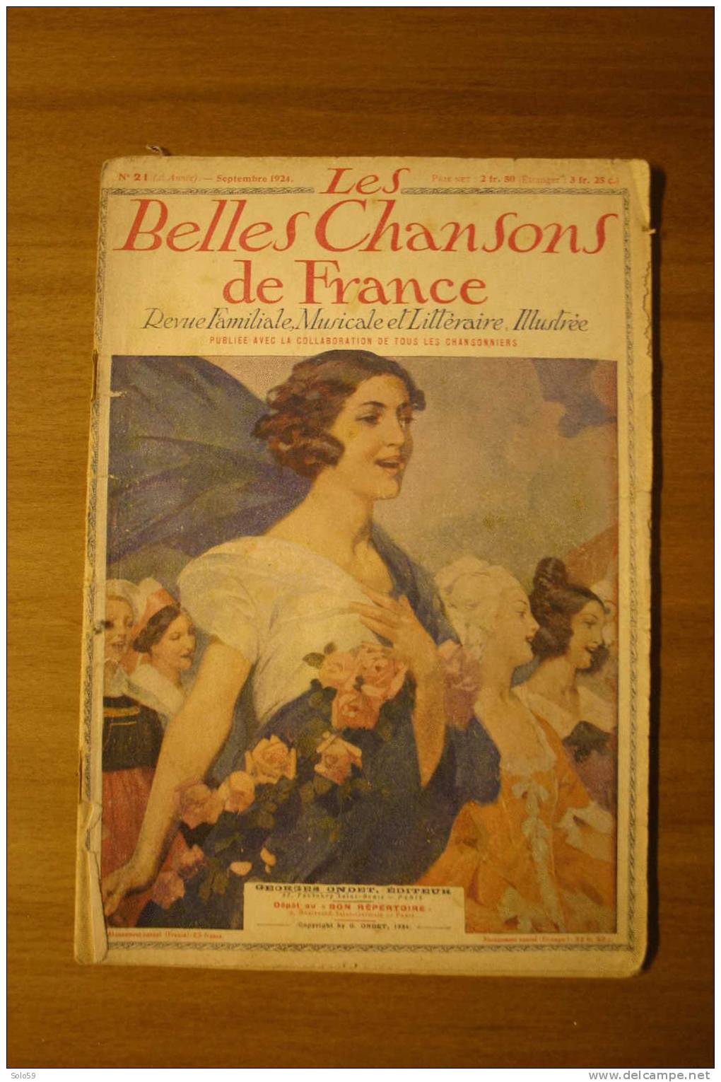 LES BELLES CHANSONS DE FRANCE N°21 SEPTEMBRE 1924 - Música
