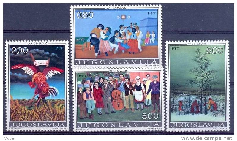 YU 1974-1569-72 PAINTING NAIVE, YUGOSLAVIA. 4v, MNH - Ongebruikt