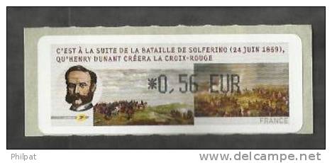 VIGNETTE D'AFFRANCHISSEMENT LISA LSA HENRI DUNANT CROIX ROUGE BAITAILLE DE SOLFERINO 2009 - 1999-2009 Viñetas De Franqueo Illustradas