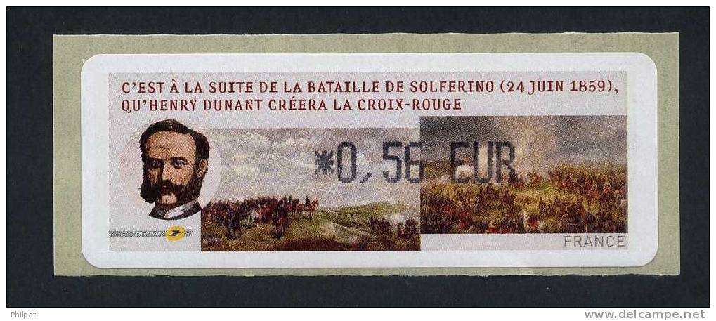 VIGNETTE D'AFFRANCHISSEMENT LISA LSA HENRI DUNANT CROIX ROUGE BAITAILLE DE SOLFERINO 2009 - 1999-2009 Illustrated Franking Labels