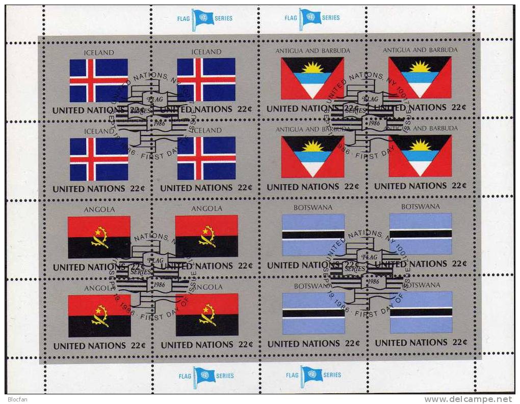 UNO Flagge VII 1986 Botswana New York 510+ 4-Block + Kleinbogen O 16€ - Botswana (1966-...)