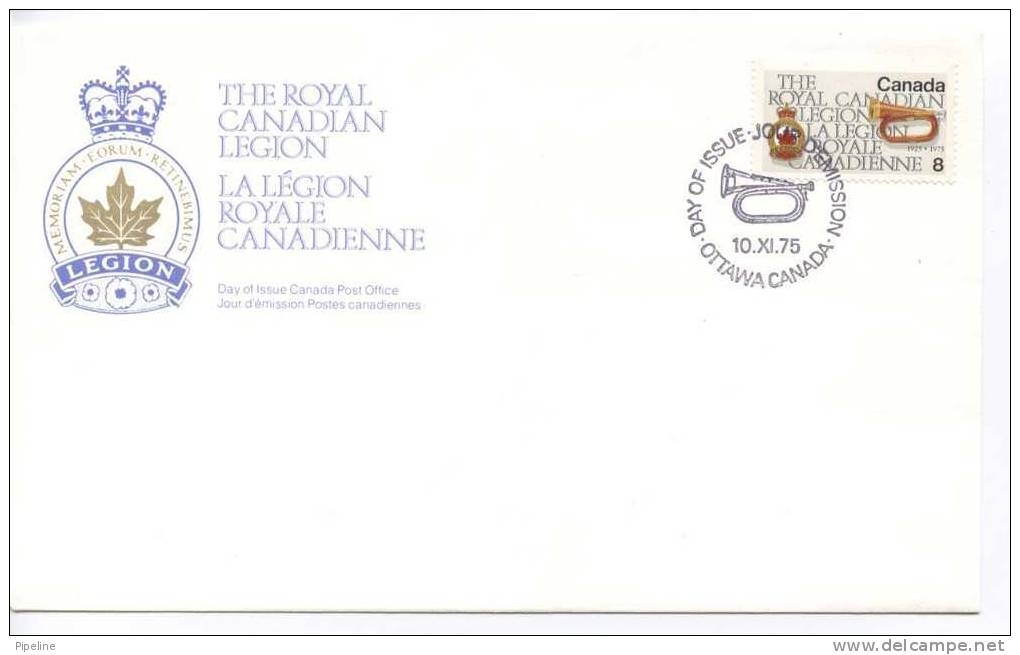 Canada FDC 10-11-1975 The Royal Canadian Legion With Cachet - 1971-1980