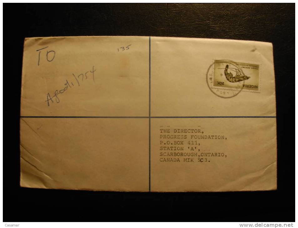 Registered To Sacarborough Ontario Canada 1983 Postal Stationery Entier Postal Cover - Nigeria (1961-...)